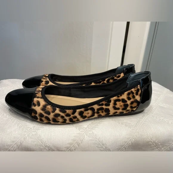 Alfani Stepflex Size 10 Leopard Print Leather Upper Flats - Picture 3 of 7